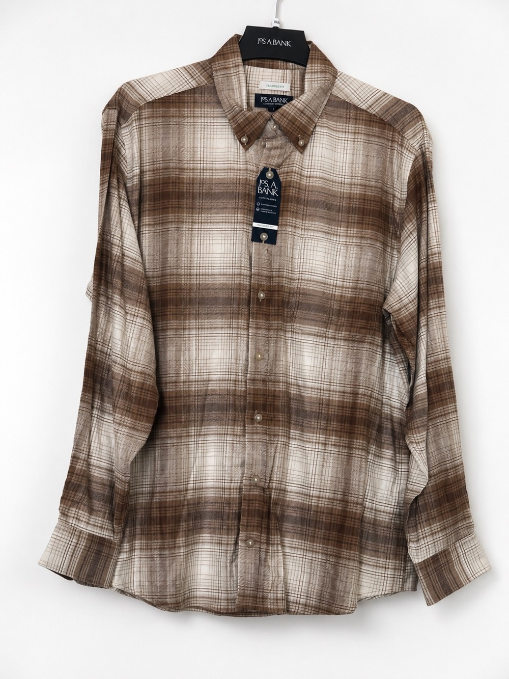 Jos. A. Bank Men’s Tailored Fit Plaid Button Down Shirt Size L New With Tag
